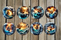 Fantasy ship | 8 marine Round earring Sublimation designs Product Image 2