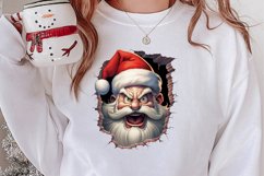 Watercolor Peeking Santa and Snowman Clipart, Christmas PNG Product Image 2