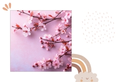 Sakura Pillow Sublimation PNG, Floral Pillow Case Template Product Image 2