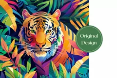 Colorful Tiger Tumbler Wrap, Tropical Leaves Tumbler Design Product Image 2