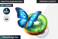 Vibrant Butterfly with Fruit PNG, Tropical Summer Clipart Product Image 1
