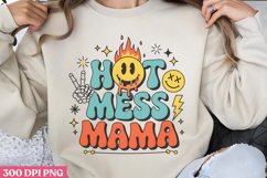 Hot mess mama PNG, Retro Mama Sublimation PNG Product Image 1
