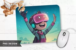 VR Smiles in Neon Bliss Mouse Pad PNG Design Product Image 1