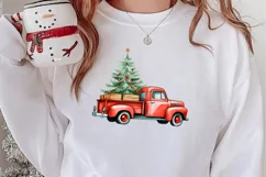 Red Christmas Truck Sublimation Clipart, Christmas PNG Product Image 2