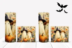 Floral Halloween Tumbler Wrap, Cartoon Ghosts Tumbler Design Product Image 2