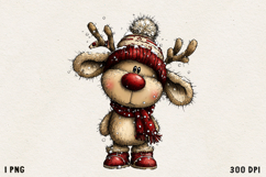 Cute Whimsical Christmas Reindeer Clipart Holiday PNG Product Image 1