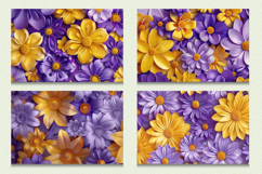 Purple &amp; Yellow 3D Flowers Cutting Boards sublimation Design Product Image 2