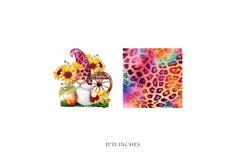 Gnome leopard and Sunflower Watercolor Digital Clipart Product Image 2