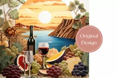 3D Wine Tumbler Wrap Design, 3D Sunset Tumbler Sublimation Product Image 2