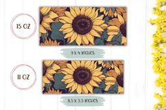 Boho Sunflower Mug Template, Cartoon Flowers Sublimation Product Image 2