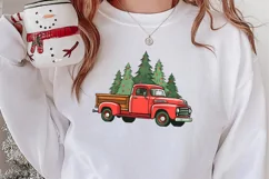 Red Christmas Truck Sublimation Clipart, Christmas PNG Product Image 2