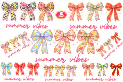 Coquette Summer Vibes PNG, Preppy Summer PNG, Summer Bow PNG Product Image 2