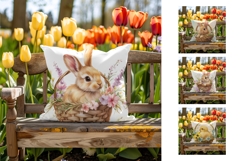 Easter Basket Pillow Design, Easter Chick Pillowcase PNG Product Image 2