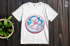 Pink Cute Polar Bear Cartoon Clipart Sublimation PNG Product Image 2