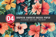 Tropical Hibiscus Digital Paper Product Image 1