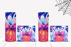 Cartoon Halloween Ghost Tumbler, Boo Halloween Tumbler Wrap Product Image 2