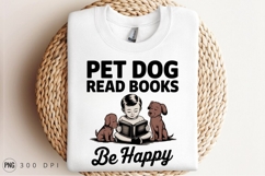 Boy Reading With Dogs Sublimation PNG Product Image 3