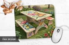 Butterfly Garden Bliss Hand Painted Furniture Mouse Pad PNG Product Image 1