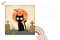 Cartoon Halloween Pillow, Black Cat Pillow Sublimation Product Image 2