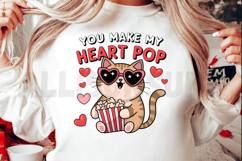 Cat Valentine&#039;s Day Sublimation, Heart pop cat Sublimation Product Image 2