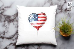 Patriotic Heart Balloon Watercolor Clipart PNG Product Image 2