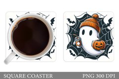 Cute Ghost Coaster Design. Halloween Sublimation Product Image 1