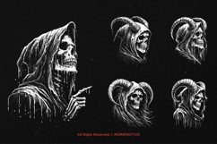10 Bundle Dark Art Grim Reaper Skull Horror Spooky Skeleton Product Image 3
