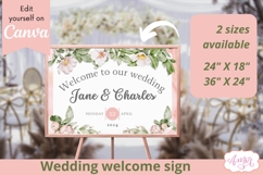Pink Flowers Wedding Welcome Sign Template editable in Canva Product Image 2