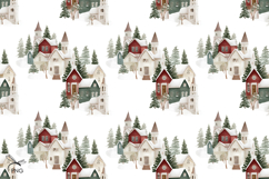 Old Christmas Town digital paper, background clipart Product Image 2