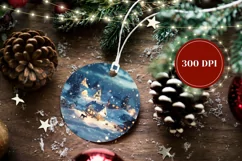 Christmas Village Ornament, Winter Round Ornament PNG Product Image 2