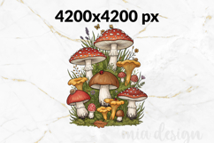 Mushroom Forest PNG, Botanical Dark Whimsical Sublimation Product Image 2