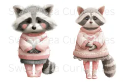 Raccoon, Shabby Chic, Ephemera, PNG, Clipart Product Image 2