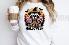 Feral Girl Halloween Raccoon Sublimation PNG Design Product Image 2