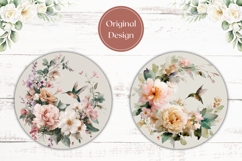 Watercolor Flowers Car Coasters, Flowers Round Coaster Product Image 2