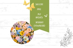 Floral Round Earrings Design, Art Flowers Round Earrings PNG Product Image 2