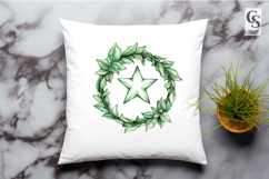 Rustic Greenery Star Wreath Clipart Sublimation PNG Product Image 2