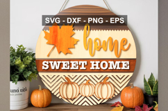 Home Sweet Home Door Sign SVG | Farmhouse Round Sign Product Image 2