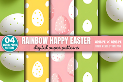 Rainbow Happy Easter Digital Paper Background PNG Product Image 1