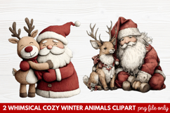 Whimsical Cozy Winter Animals Clipart | Cute Winter Wildlife Product Image 1