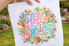 Brushstroke Hello Spring PNG, Floral Springtime Sublimation Product Image 3