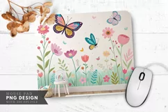Butterflies and Flowers Mural Mouse Pad PNG Design Product Image 1