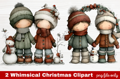 2 Whimsical Christmas Clipart | Cute Holiday PNG Set Product Image 1