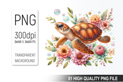 Summer Turtle Clipart PNG Bundle, High Quality PNG Files Product Image 3