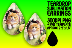 Trendy Teardrop Earrings Sublimation PNG , Animals In Wall Product Image 1