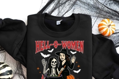 Hell-O-Women PNG, Retro Halloween Png, Spooky Witch Skeleton Product Image 5