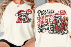 Tired Raccoon Christmas Front Back PNG, Funny Raccoon Chest Product Image 2