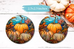Stained Glass Car Coaster Design, Fall Pumpkins Sublimation Product Image 2