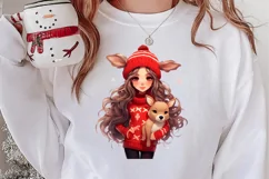 Cute Christmas Little Girl Sublimation Clipart Product Image 2
