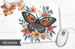 Butterfly and Flowers Tattoo Mouse Pad PNG Design Product Image 1