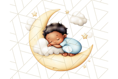 Sleeping Baby on Moon PNG, Cute Night Sky Baby Clipart Png Product Image 2